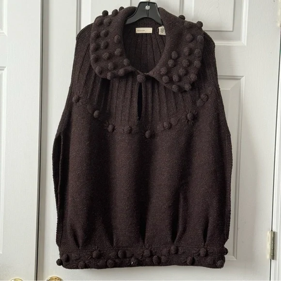 Anthropologie Sleeping On Snow Brown Wool Sweater Vest Bubble Knit Sz M - Picture 5 of 12